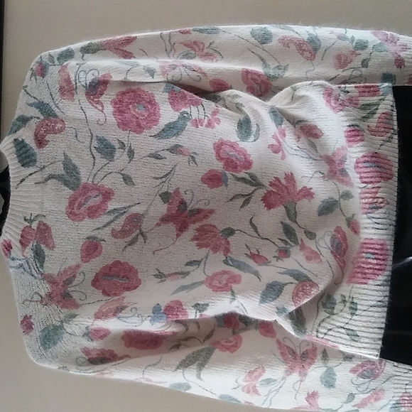 Vintage Floral Muckneck Sweater Silk & Angora Lambswool Small - Picture 6 of 12